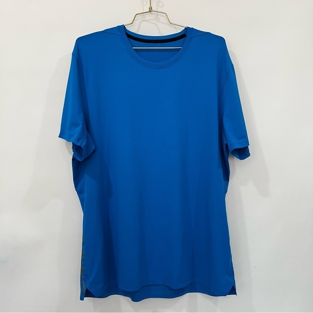 Lululemon Metal Vent Tech Large Breathe Repeat Graphic Logo Shirt Size XXL Blue